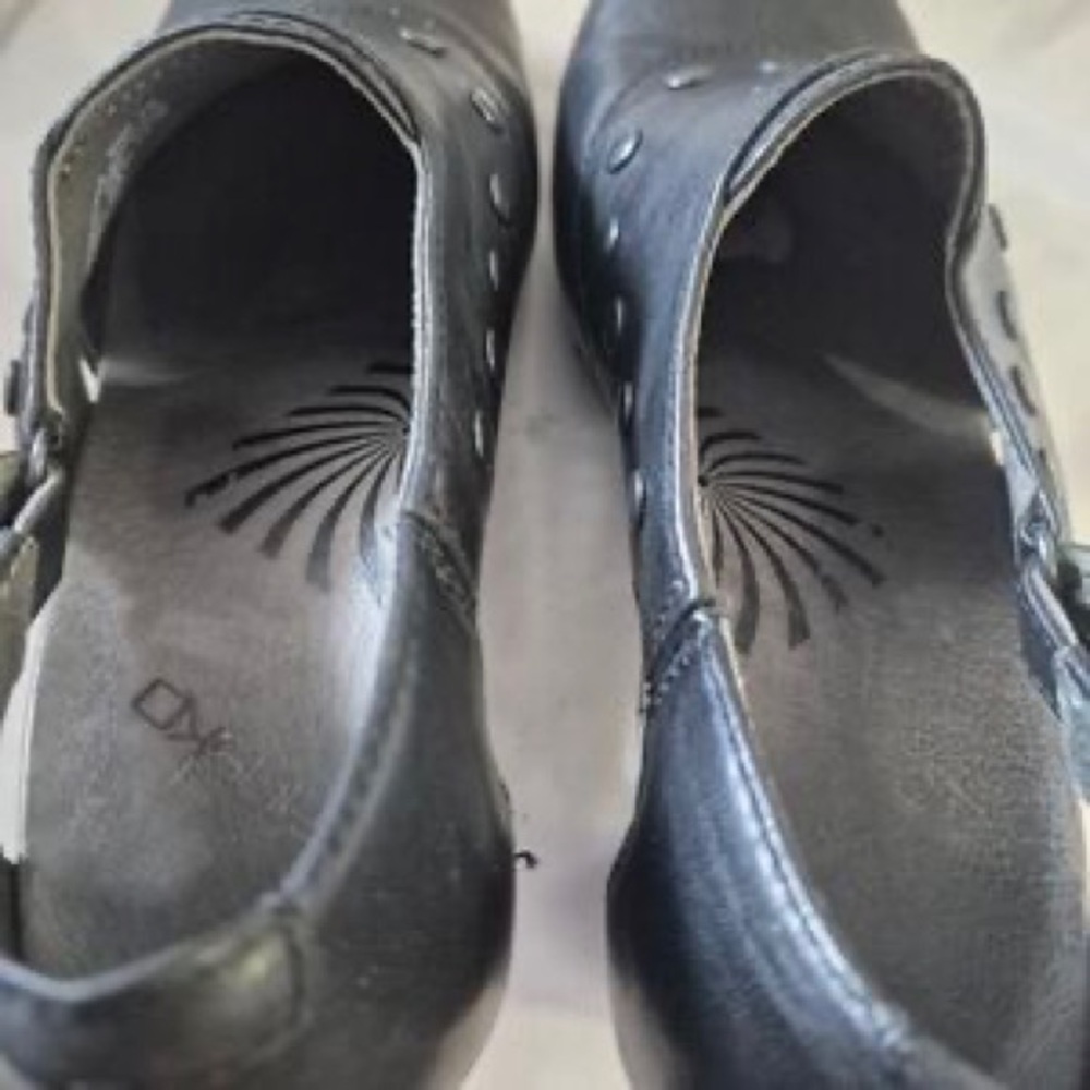 Women’s Black Studded Leather Clog Heels - Picture 6 of 6